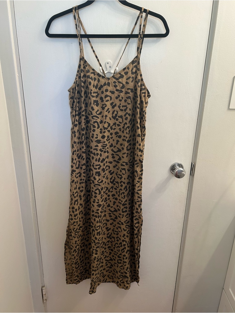 aerie Leopard Print Maxi Dress in Brown and Black